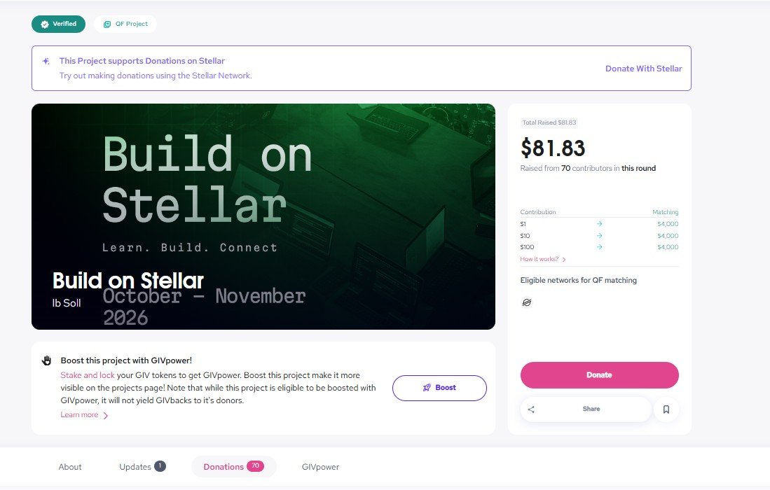 ib_soll's tweet photo. 70 donors. $81 raised.

Thank you to everyone supporting Build on Stellar so far!

About 8 hours left in the @StellarOrg Community Growth Round on @Giveth.

If you haven't donated yet, there's still time
Support Build on Stellar and others you believe in.

https://t.co/d9pF215AQe https://t.co/6dDJYvrrsk