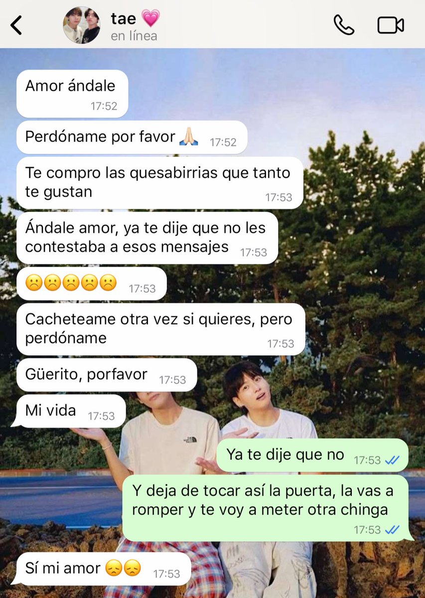 windtkoo's tweet photo. mini #taekookau ¡ Kook manda !

dónde a k0o le cagan los amigos de su esposo porque se la pasan mandando nxdes al grupo 

o dónde a los amigos de t4e no les agrada k0o porque siempre lo trae al puro pedo, pero él es feliz así https://t.co/zi3myLl7tZ