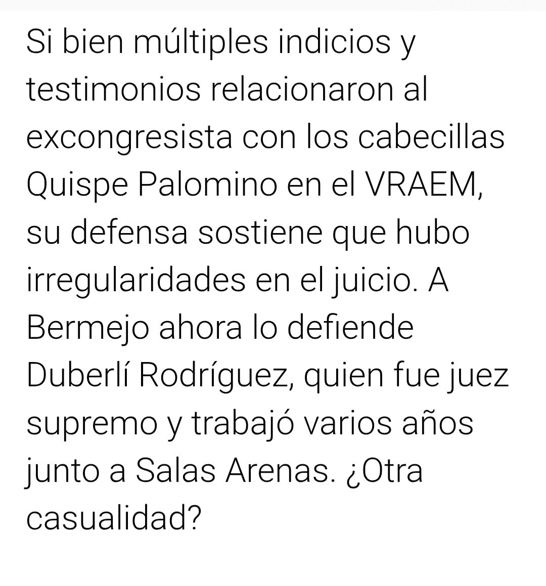 LAMZ50004620's tweet photo. SALAS ARENAS ESTÁ OBLIGADO A INHIBIRSE!! 
Si bien es cierto ,que el hoy Vocal Supremo Jorge Salas Arenas no ha sido Abogado de Bermejo, hay 2 temas que generan dudas sobre su Idoneidad para Resolver el Caso de Bermejo: 
1.- Salas Arenas, con su solo dicho, niega "haber firmado escritos o haber sido Abogado de acusados de terrorismo. Dice que se manipulan hechos, pero no dice cuáles; pero que como Juez ,ha Ratificado muchas Condenas contra terroristas" El asunto es que nadie lo acusa de sus Decisiones como Juez , sino, como Abogado y ahí nada está claro. 
2.- El Actual Abogado de Bermejo es el Ex Vocal Supremo y Ex Presidente del @Poder_Judicial_  Duberli Rodriguez. Colega y compañero de trabajo durante  largos años. Por lo tanto, está Acreditado que el que va a Juzgar y el Defensor de quien va a ser Juzgado,  tienen una relación de amistad y una Relación Laboral que no garantiza una Decisión Imparcial y que por el contrario, existen dudas razonables y elementos de convicción y certeza de un " favorecimiento indebido" por cuestiones de una probable influencia del Abogado Defensor. Es por eso, 
precisamente,  que La Ley Orgánica del Poder Judicial, prevé estas situaciones y Dispone que el Juez está Obligado a Inhibirse por Decoro y así tendrá que hacerlo el Señor Vocal Supremo, bajo responsabilidad.