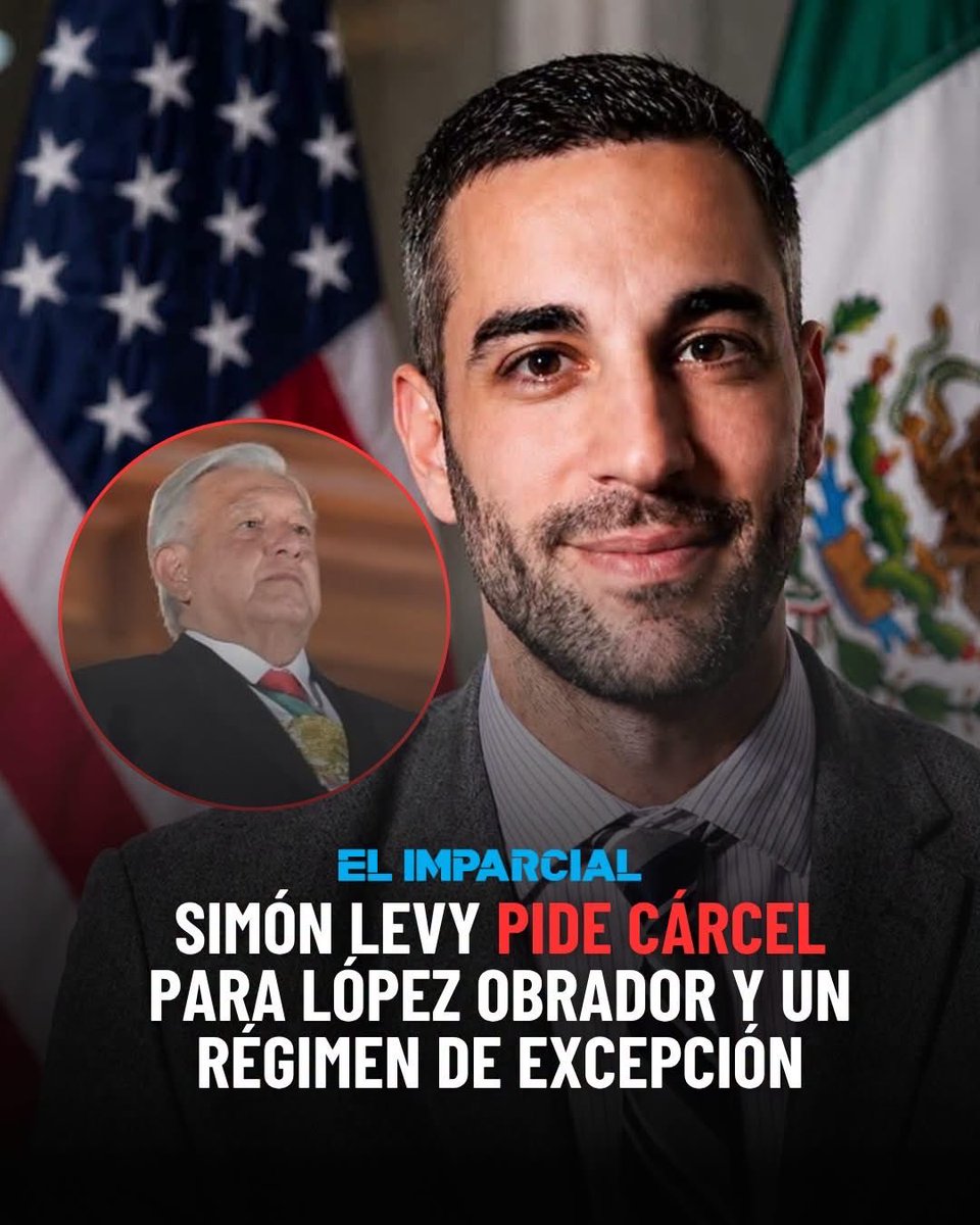 VigiaCiudadano7's tweet photo. 🚨 El empresario y exfuncionario Simón Levy publicó en X un mensaje en el que exige el encarcelamiento inmediato del expresidente Andrés Manuel López Obrador y propone establecer un régimen de excepción que desconozca lo aprobado desde 2018.

En su publicación, Levy afirmó que en México “no hay medias tintas” y exigió “cárcel inmediata a los narcopolíticos”, señalando que esta medida debería comenzar con López Obrador, a quien calificó como el “capo mayor”. ⚖️ 

También planteó un régimen de excepción y aseguró que, con ello, “México en un año se mete en cintura”.

📌 Levy fue subsecretario de Planeación Turística durante el gobierno de López Obrador y renunció en 2019, cuando expresó su “permanente lealtad” al entonces presidente. Actualmente es crítico del exmandatario.

En octubre de 2025, la Fiscalía capitalina informó sobre órdenes de aprehensión vigentes contra Levy relacionadas con distintos delitos. La FGR también informó sobre una ficha roja de Interpol vinculada con una causa penal por daño a la propiedad y fraude.

Levy rechaza las acusaciones y sostiene que las órdenes fueron fabricadas por la Fiscalía de la Ciudad de México. También se presenta como perseguido político y ha señalado que no acudió a determinadas audiencias porque no confía en la justicia capitalina.

#SimónLevy #AMLO #México

📷: Facebook Simón Levy