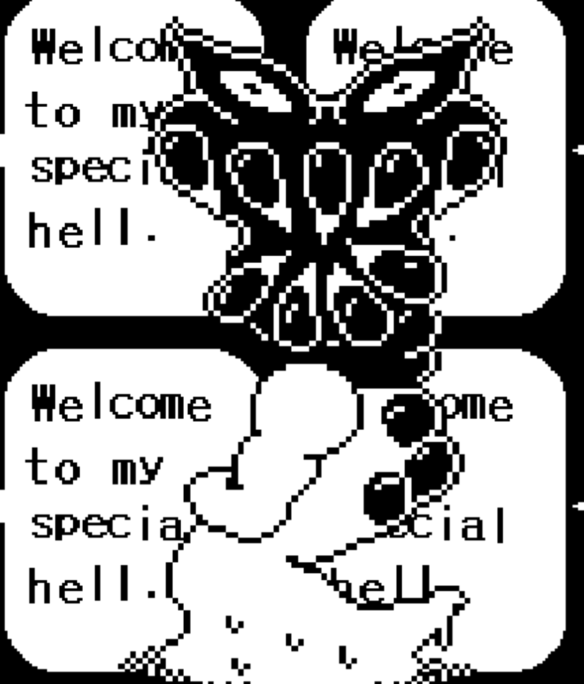 Sheep4123's tweet photo. Me when I accidentally create a character that has the exact description of Dess on her gravestone.

An older sister in Undertale that died and later turned into a powerful shapeshifting entity with attack patterns similar to the Knight

It's all by coincidence. https://t.co/0aftgM7gH7