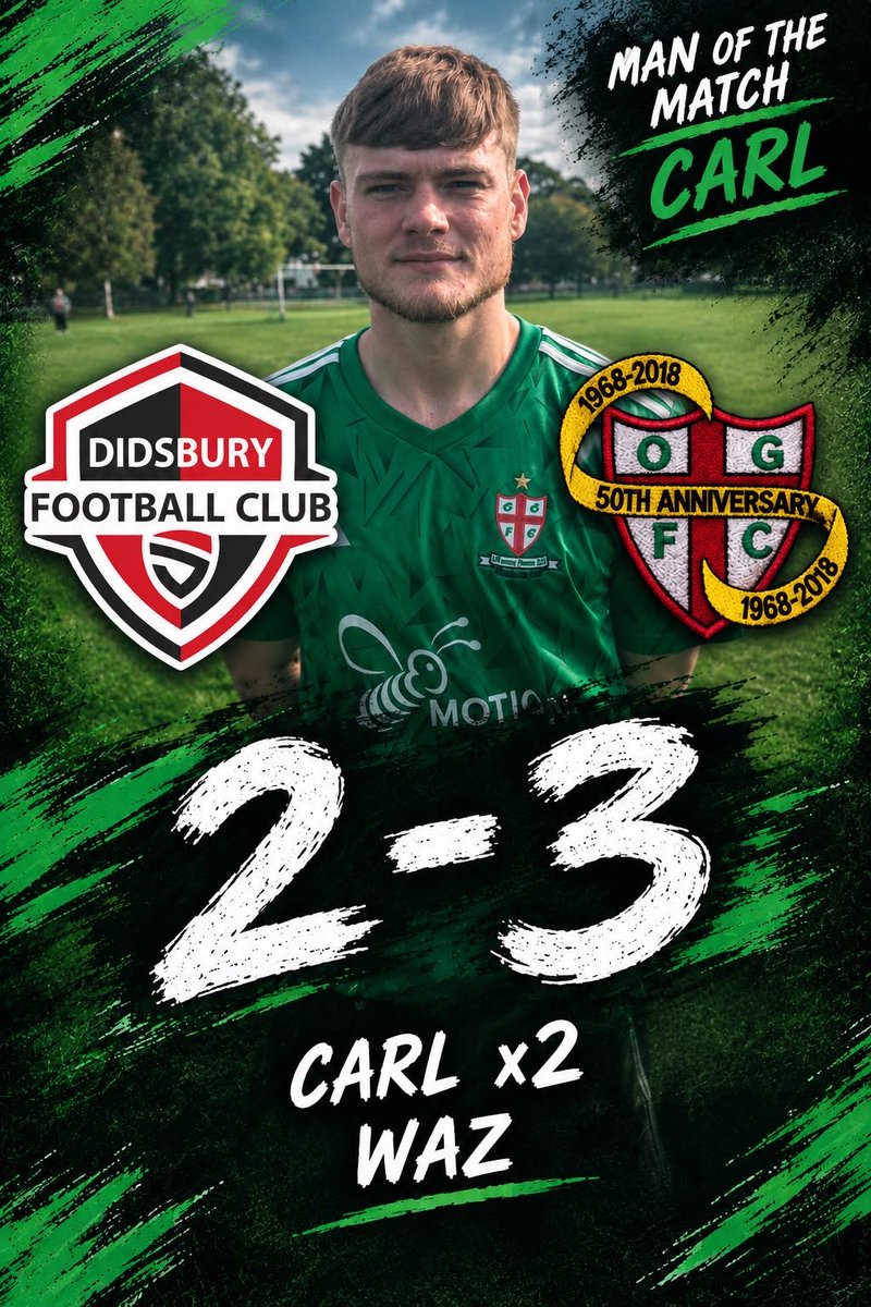 OffyGreenFC's tweet photo. Didsbury 2-3 OGFC

Well battled game against a good side, missed chances could have cost us on another day, but a ball in from Ty for Carl to beat the keeper to nod in the final 5 means we take all 3 points🙌🏼💚

⚽️⚽️@CarlPengy 
⚽️@WazAkram 

🅰️Waz
🅰️@AshnieHarvey 
🅰️@Tizer4Tyrone https://t.co/vYUwok0hvE