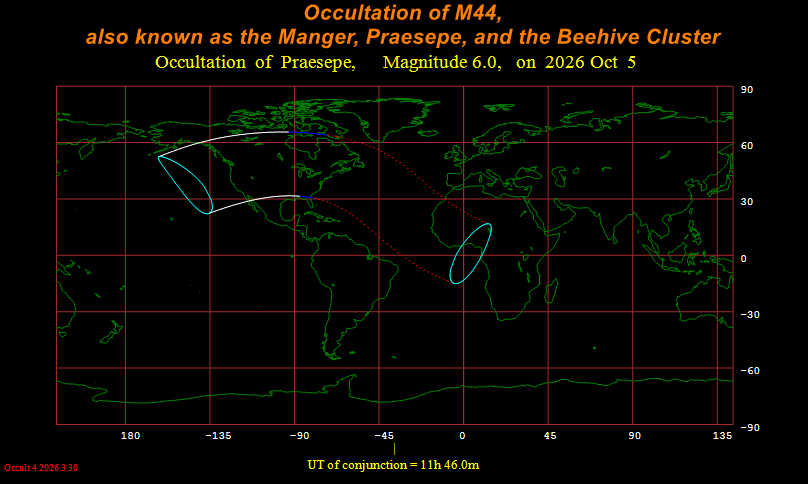 SkyCaramba's tweet photo. After the moon hides Mars, M44 (the Beehive Cluster) gets hidden next. Western North American observers get the view. https://t.co/Wgy3gLrLTA