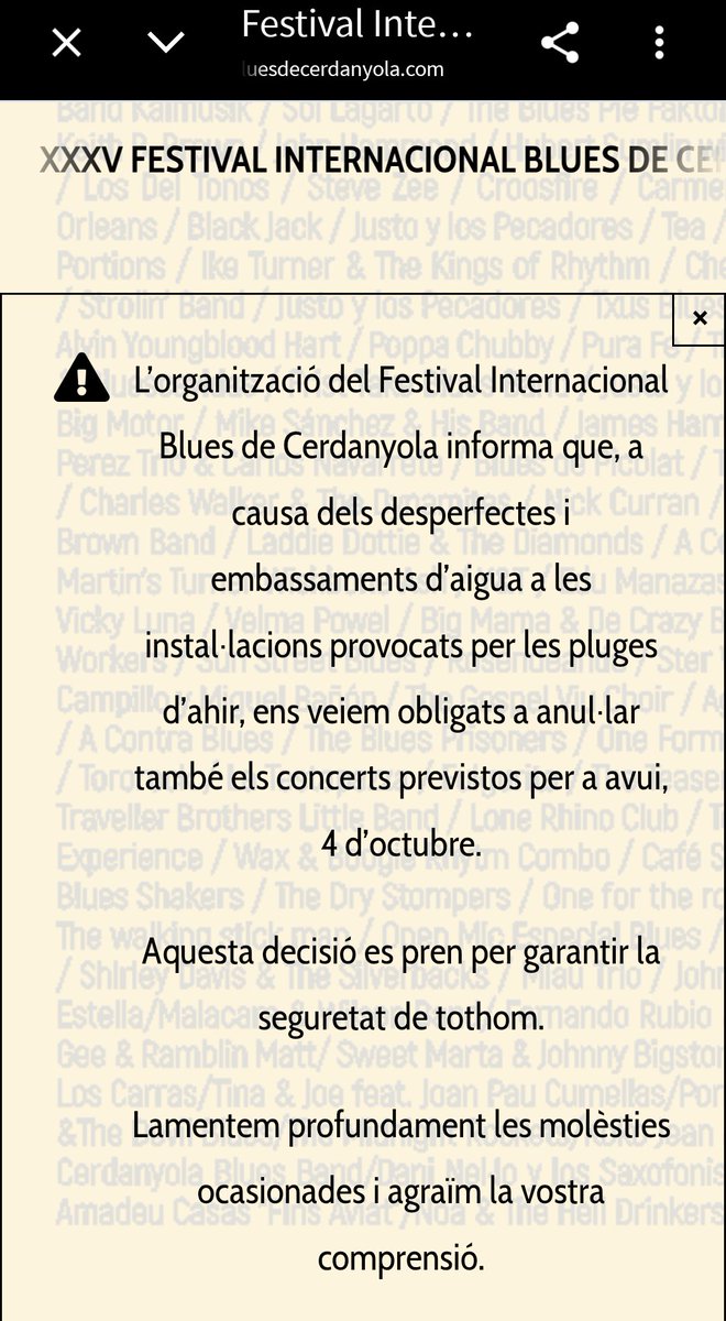 RamonCodinas's tweet photo. @CerdanyolaBlues @Cerdanyola Ostres...
😢
Ahir dissabte i avui diumenge era un cap de setmana d'autèntic luxe.
Creuem els dits pel cap de setmana vinent!!
🤞🏽😬
Quina tardor...
#Blues #BluesCerdanyola

@acontrablues
@Orquestrajoc
@CerdanyolaBlues https://t.co/1EXkbt820d