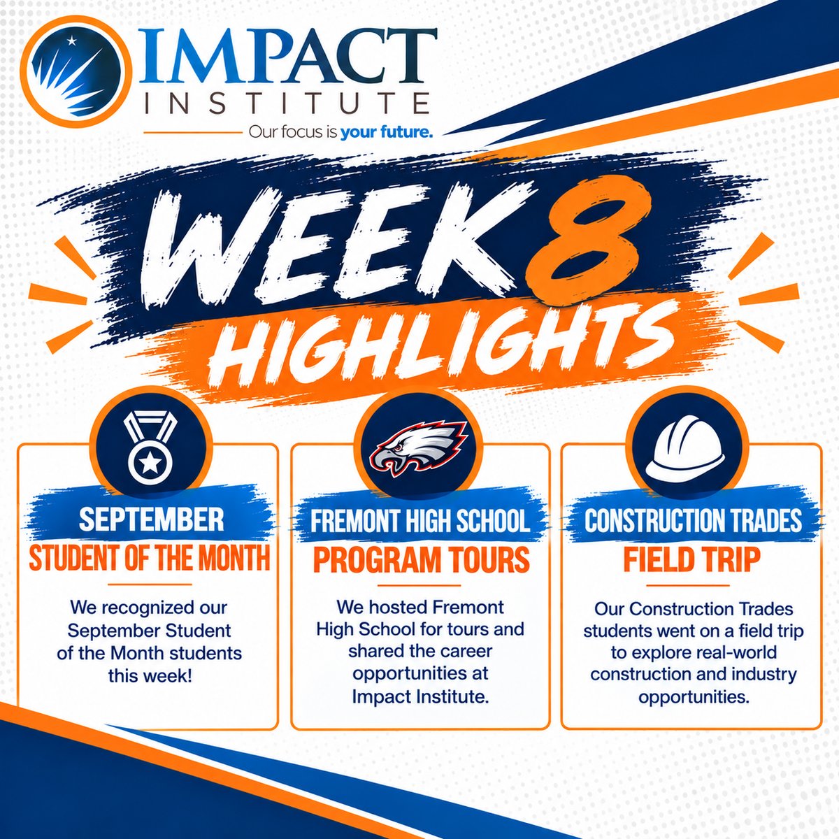 IMPACTinst's tweet photo. Learning by doing. Building connections. Celebrating student success. 👏 Another strong week at Impact as our students continue developing the skills and experiences that prepare them for what comes next. https://t.co/wJpyMumnrk