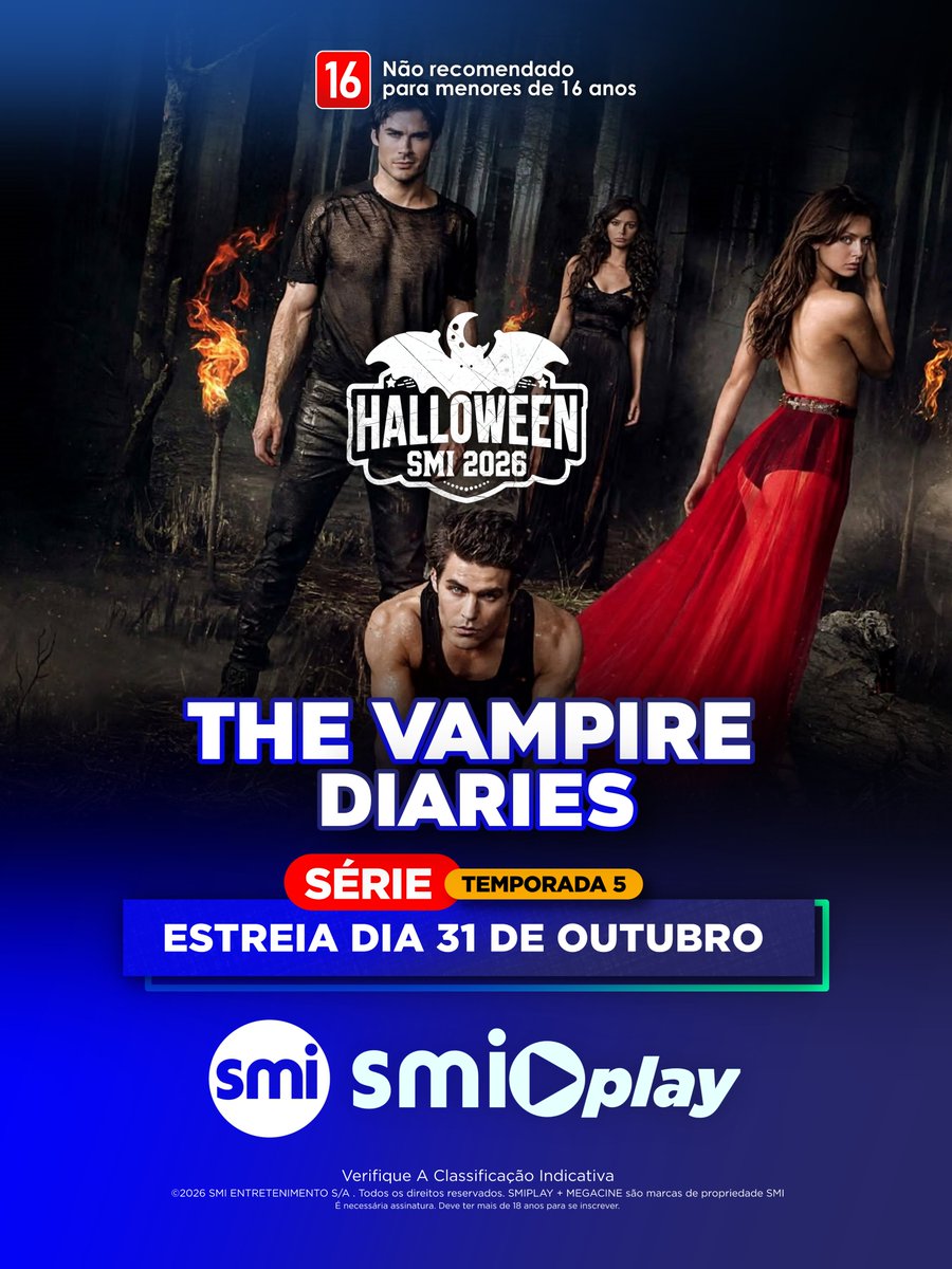 smismiplay's tweet photo. 📅 Estreia dia 31 de outubro na programação do #HalloweenSMI.
#TheVampireDiariesNoSmi #TVDNoSmi #EstreiaNoSMI 🩸🌙 #TheVampireDiaries https://t.co/mAoKuL3Nzq