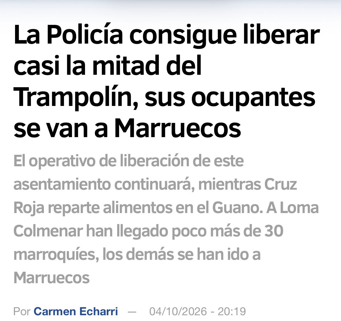xceuta's tweet photo. Increíble esto que ha pasado hoy. Han limpiado medio Trampolín y más de 1500 marroquíes han preferido irse antes que ser registrados. Esto es para darse cuenta del tipo de perfiles que habitaban la playa…Pero según algunos aquí éramos racistas… #ceuta https://t.co/DJy3QPeDK2