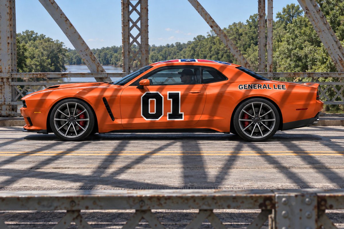 EXPOSSIVE's tweet photo. 2032 GENERAL LEE VISUALIZED 🏁

Location:📍Oconee River Truss Crossing, near Dublin, Georgia

"THE BRIDGE DREW STRIPES."

#GeneralLee #MuscleCar #Georgia #AutomotivePhotography https://t.co/BZQLQdvTHu