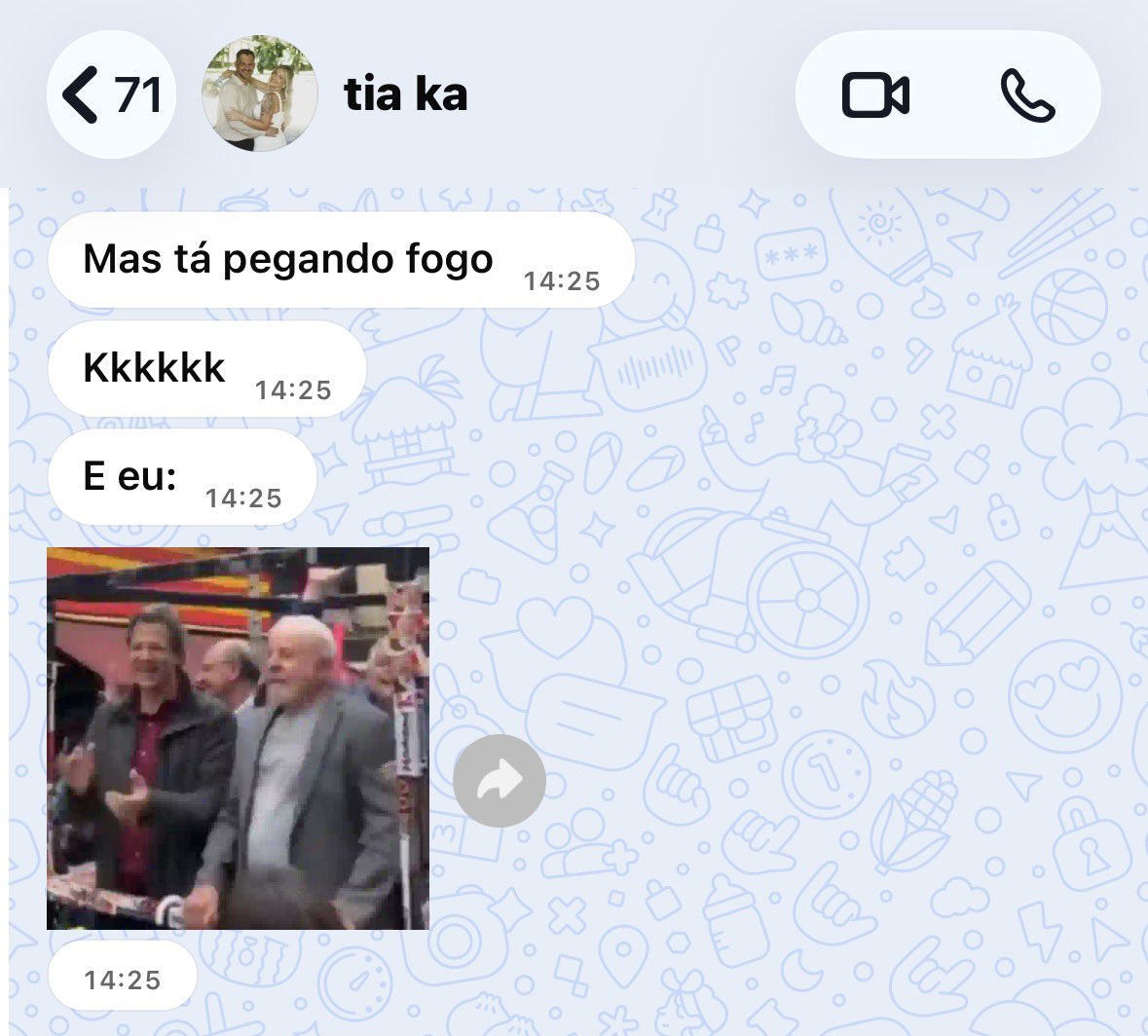 mibarcellozr's tweet photo. briga da família e eu e minha tia assim https://t.co/hyqRLkLKww