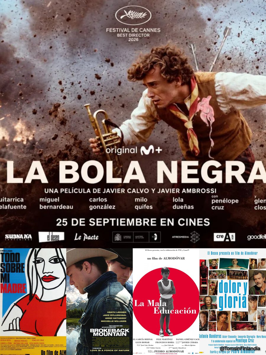 TomsinFinlandia's tweet photo. Todo apunta a que «La bola negra» se convertirá en la película #LGTBIAQ+ o #Queer más taquillera en España.
De momento, el ranquin lo encabeza «Todo sobre mi madre», seguido de «Brokeback Mountain», y otras dos películas de Almodóvar, «La mala educación» y «Dolor y gloria». https://t.co/L7MY28Z9yu