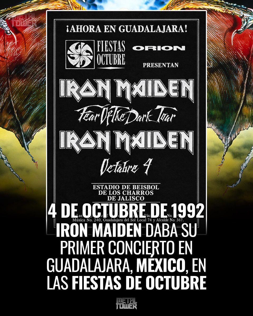 themetaltower's tweet photo. Iron Maiden se presentó por primera vez en Guadalajara una noche como hoy pero de 1992, hace ya 34 años 🔥 ¿Estuviste ahí? ¿Tienes alguna foto recuerdo de aquella histórica noche?
#ironmaiden #fearofthedark https://t.co/sJy7y31l5G