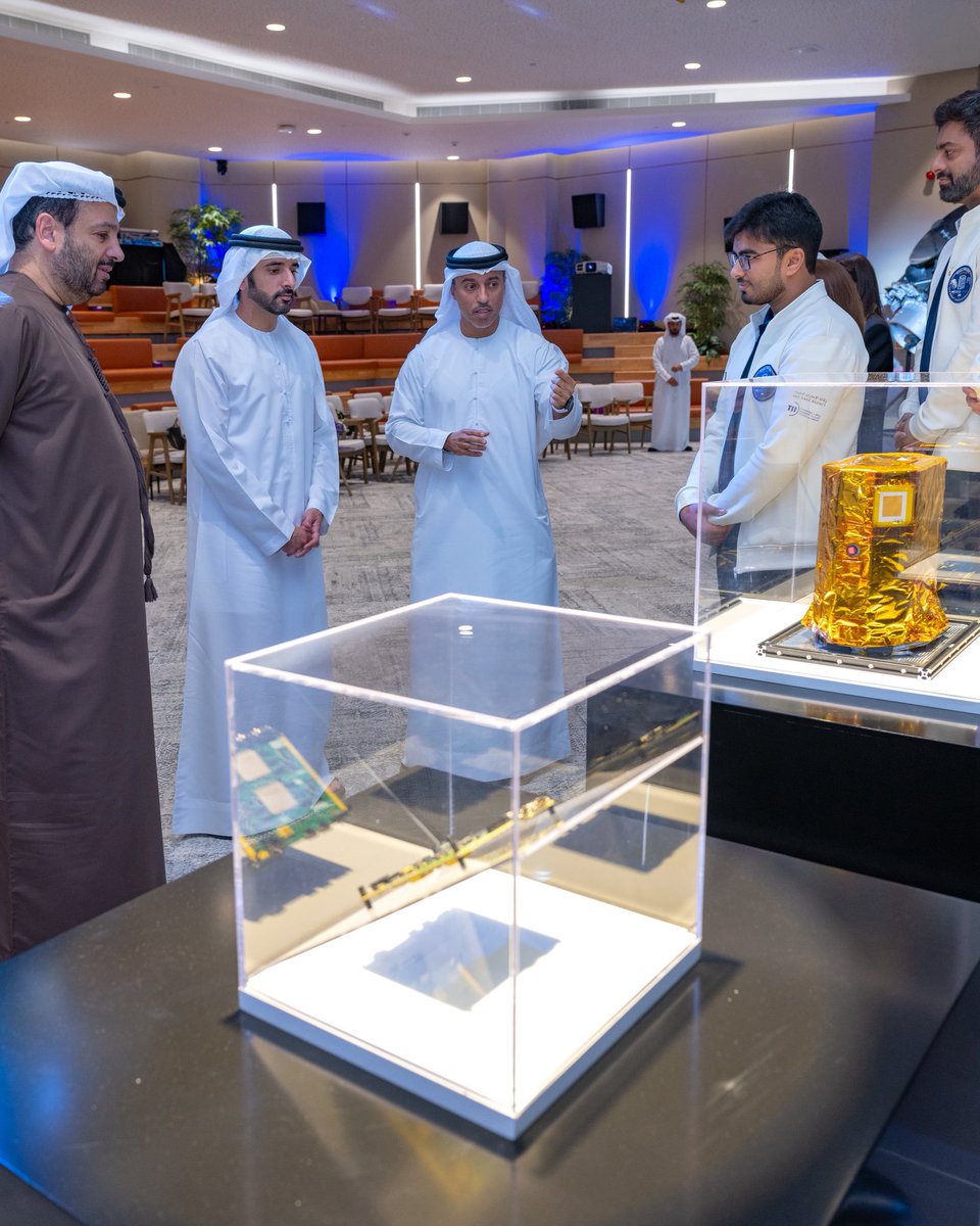 Fazza664's tweet photo. I attended the unveiling of the probe for the Emirates Mission to the Asteroid Belt. Developed, assembled and tested in the UAE, the probe has achieved flight readiness in less than two years.

. https://t.co/ioCfOI9F7U