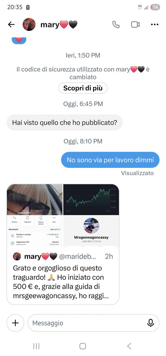 NonEvoluto's tweet photo. Attenzione ai furti d'identità, sono sempre più frequenti. Chi ha il numero di Mary, la avvisi. Grazie https://t.co/0odE32errB
