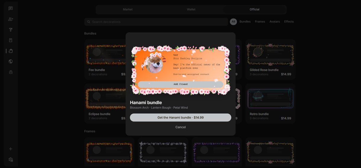 vulpineproject's tweet photo. We released profile decorations!

#privacy #design #telegram #vulpine https://t.co/AOomIKkWYI