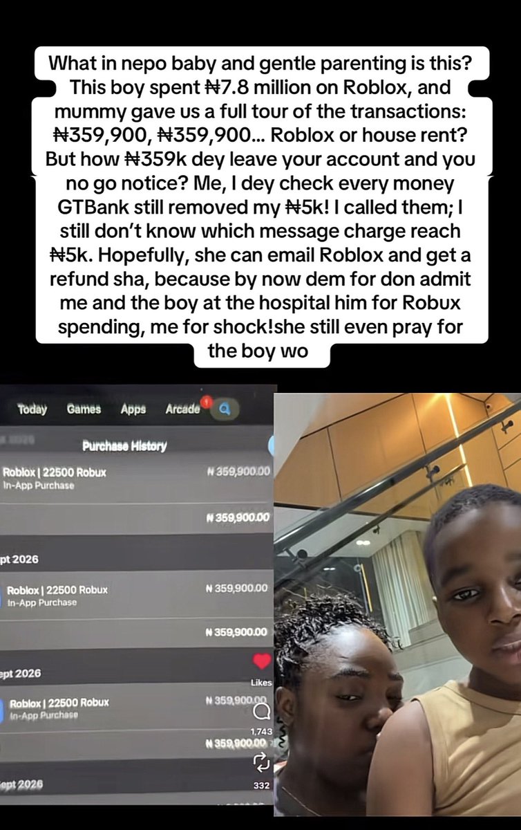 thisiszayyy's tweet photo. 8yrs nepo baby spent 7.8Milliom in naira on Roblox.🙂‍↔️🙂‍↔️🙂‍↔️ https://t.co/MkhmQJBJl2