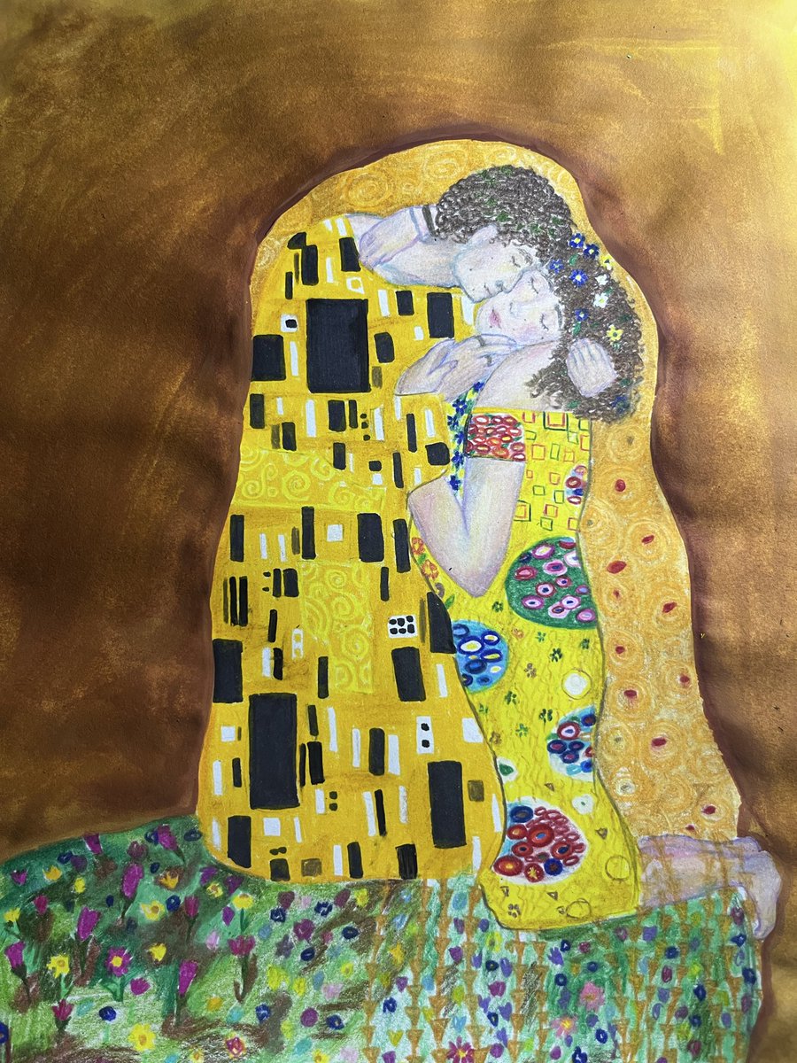Milaiscoolaf's tweet photo. @WebTheArt My version of the kiss by gustav Klimt!!! https://t.co/QcX94bq2Bm