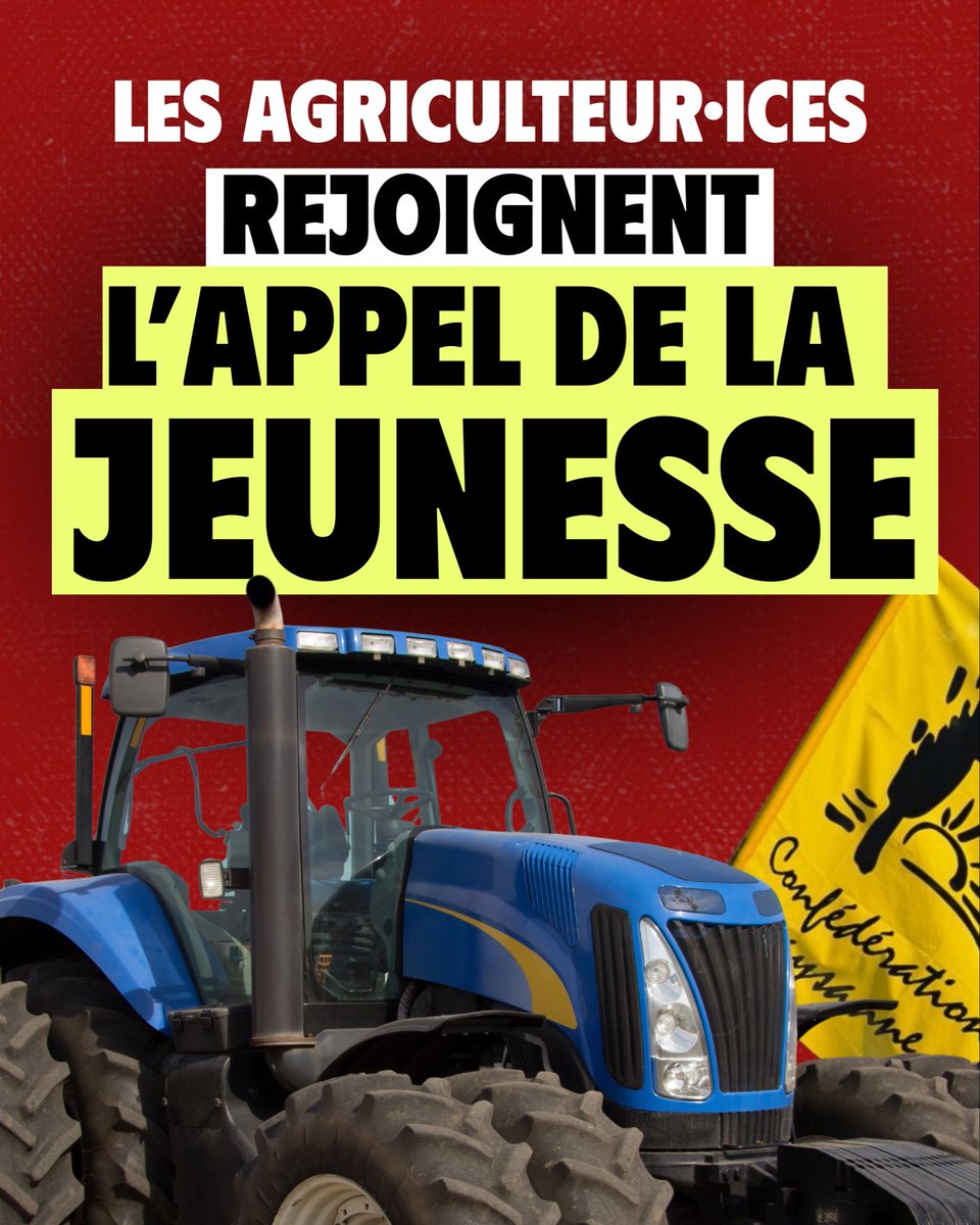 AktasJan's tweet photo. Ce qui a commencé comme une mobilisation de la jeunesse pour son avenir devient une voix commune pour l’avenir de toutes et tous. ✊🚜🎓
#26Septembre #Lycéens #Agriculteurs #Étudiants #Travailleurs #Mobilisation https://t.co/VSt0paofuA