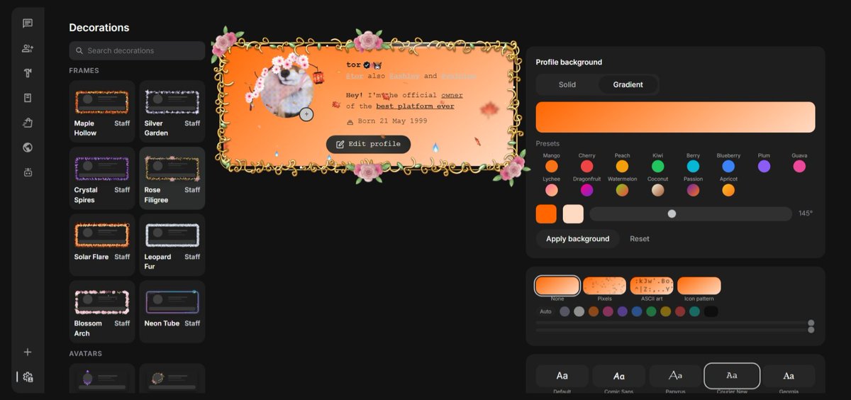 vulpineproject's tweet photo. We released profile decorations!

#privacy #design #telegram #vulpine https://t.co/AOomIKkWYI