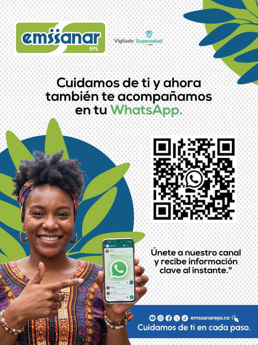 EmssanarEPS's tweet photo. 📲💚 *¡Ahora Emssanar también está en WhatsApp!*

👉 *Escanea el código QR de la imagen o únete aquí:* https://t.co/S7V8zak3Ac

#Emssanar #WhatsApp #CanalEmssanar #InformaciónParaTi #CuidamosDeTi #EmssanarEPS #EstamosContigo https://t.co/neCDdDMMSG
