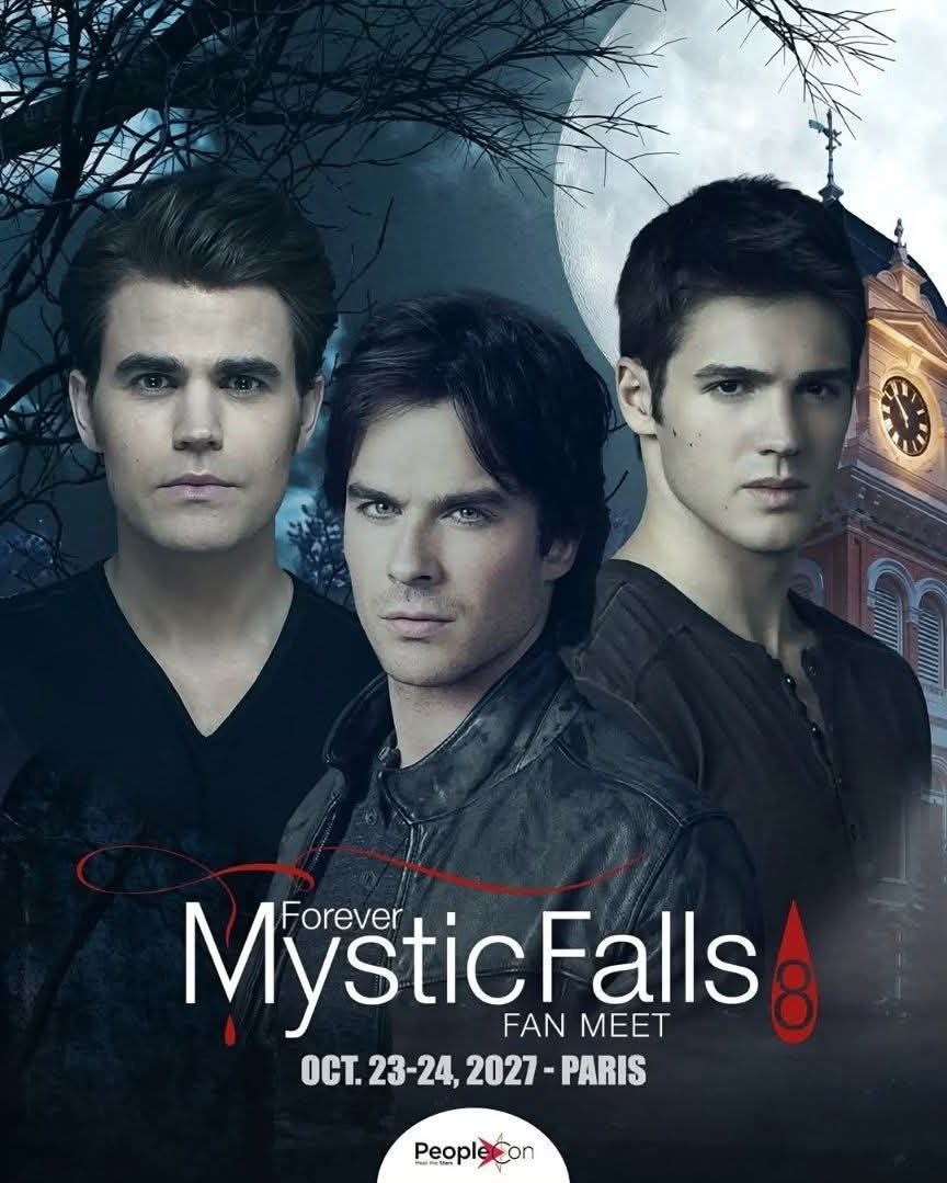 EuroConNet's tweet photo. GUEST ANNOUNCEMENT

#ForeverMysticFallsFanMeet8 #FMFFM8  #PeopleCon #IanSomerhalder #PaulWesley #StevenRMcQueen

23 - 24 October, 2027
Paris,  France 

https://t.co/ZiTmaAcNZJ https://t.co/LZqSk42Fjp
