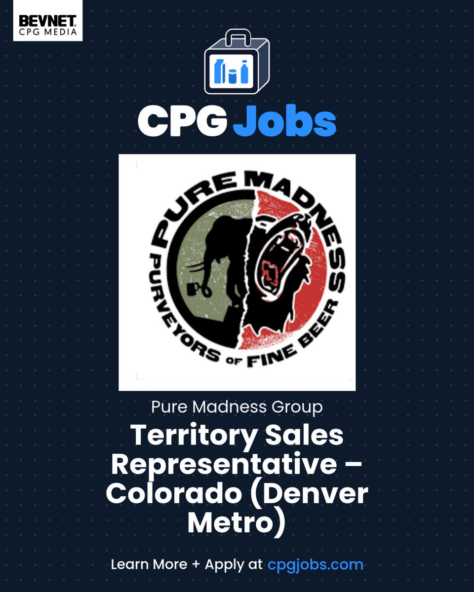 CpgJobs's tweet photo. Pure Madness Group is hiring a Territory Sales Representative – Colorado (Denver Metro) to join Roadhouse &amp; Melvin. View the job and apply: https://t.co/SHjqpbmoSA https://t.co/Hqb1m4hav5