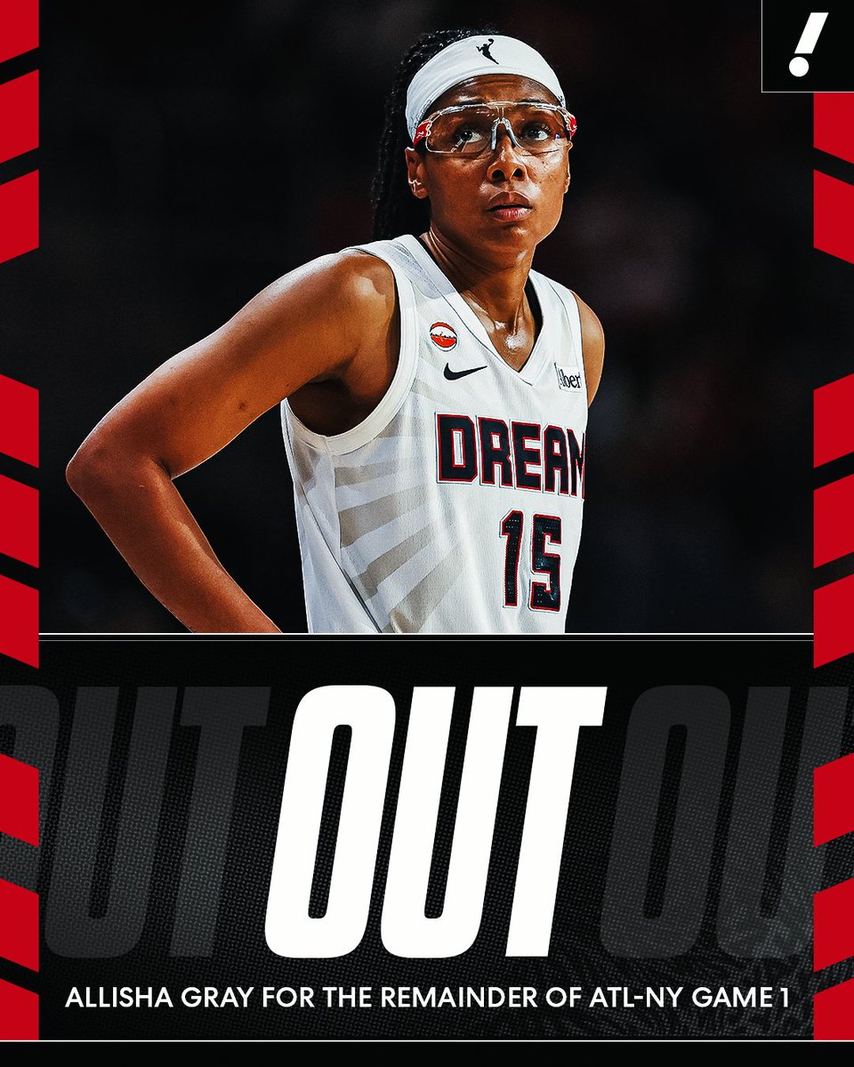 YahooSports's tweet photo. Atlanta Dream guard Allisha Gray has been ruled out for the remainder of Dream-Liberty after sustaining a left-hand injury in the first half. https://t.co/vrDKbQkOzf