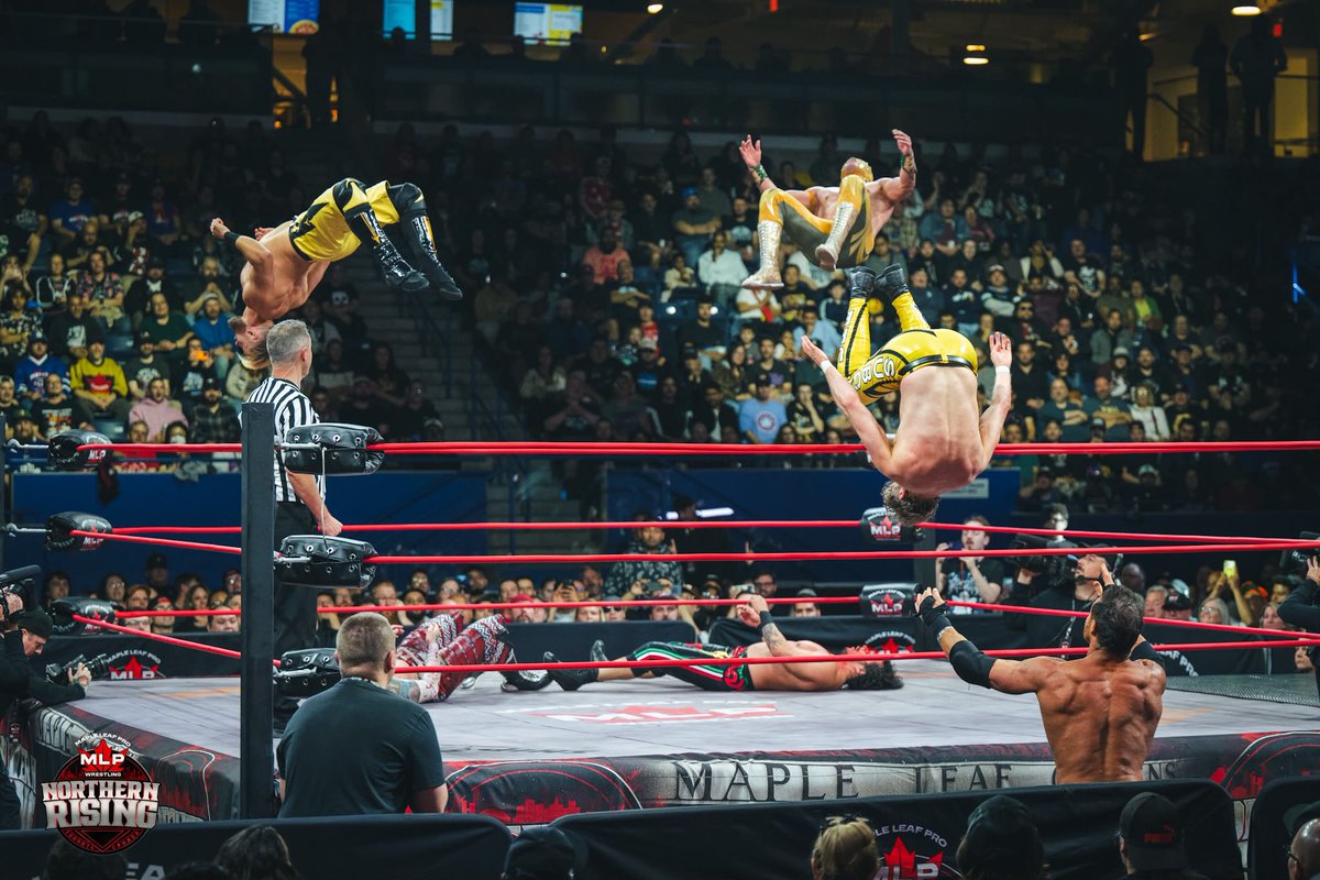 Flash_Morgan's tweet photo. MLP NORTHERN RISING 2026 

Subculture &amp; Mascara Dorada 
vs Johnny TV, TJP &amp; Gabriel Fuerza 

📸 @shootingtheindies x @MapleLeafPW https://t.co/hzODVl6V0D