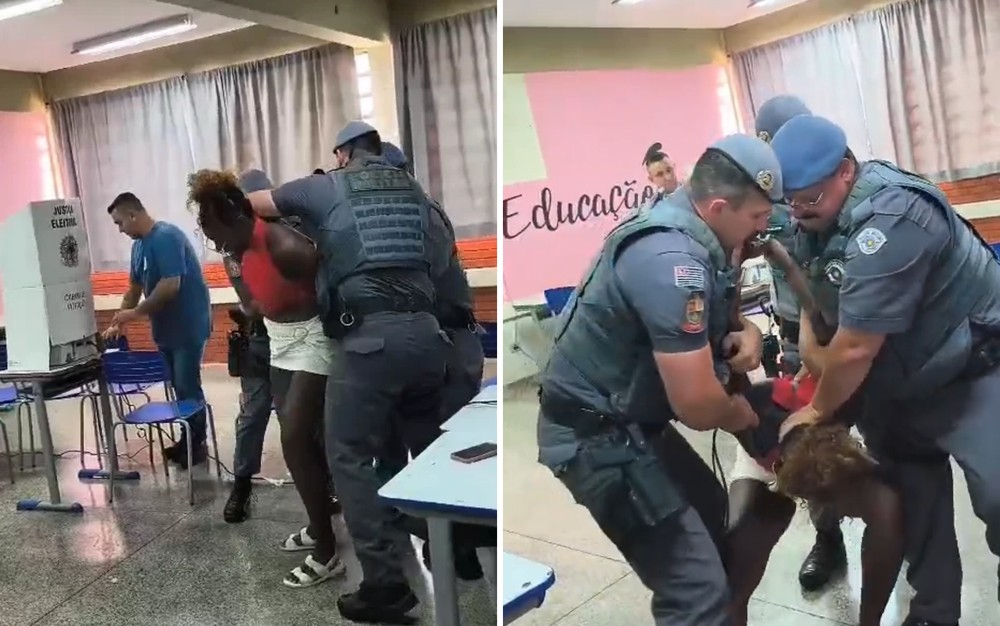 g1's tweet photo. VÍDEO: Eleitora se recusa a deixar sala de votação e é detida em Franca, SP https://t.co/HW6mMrFe16 #eleição2026 #votação https://t.co/7jPQIstMGd