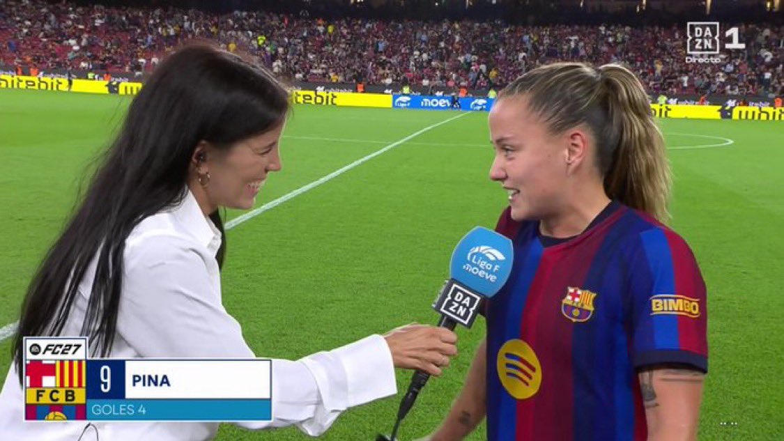 TFRHQ5's tweet photo. 🎙️🚨| Clàudia Pina on their win against Real Madrid Femenino: 

“ To be honest , we need new rivals” https://t.co/iQWEYa0EBk
