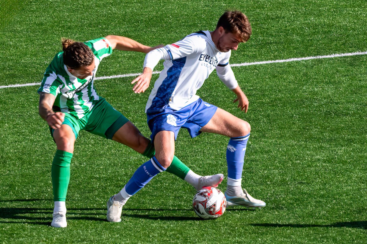 GomboczSteve's tweet photo. Some player action photos taken during the game Bury v Bromsgrove Sporting on 3/10/26. The team played well although it was a bit tense towards the end. Great result. @buryfcofficial #bfc140 #shaker #BuryFC #PartOfit @whitebluearmy https://t.co/b0Y5IB9rSs