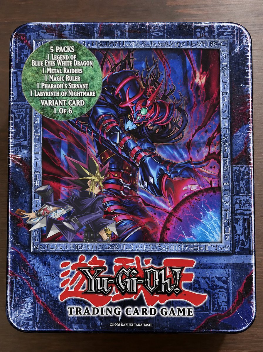 TrevorAllenMD's tweet photo. Imagine if they brought back the 2000s-style tins, but with the modern Black Luster Soldier &amp; Magician of Black Chaos over-frame themes. https://t.co/8LsrWilpIT