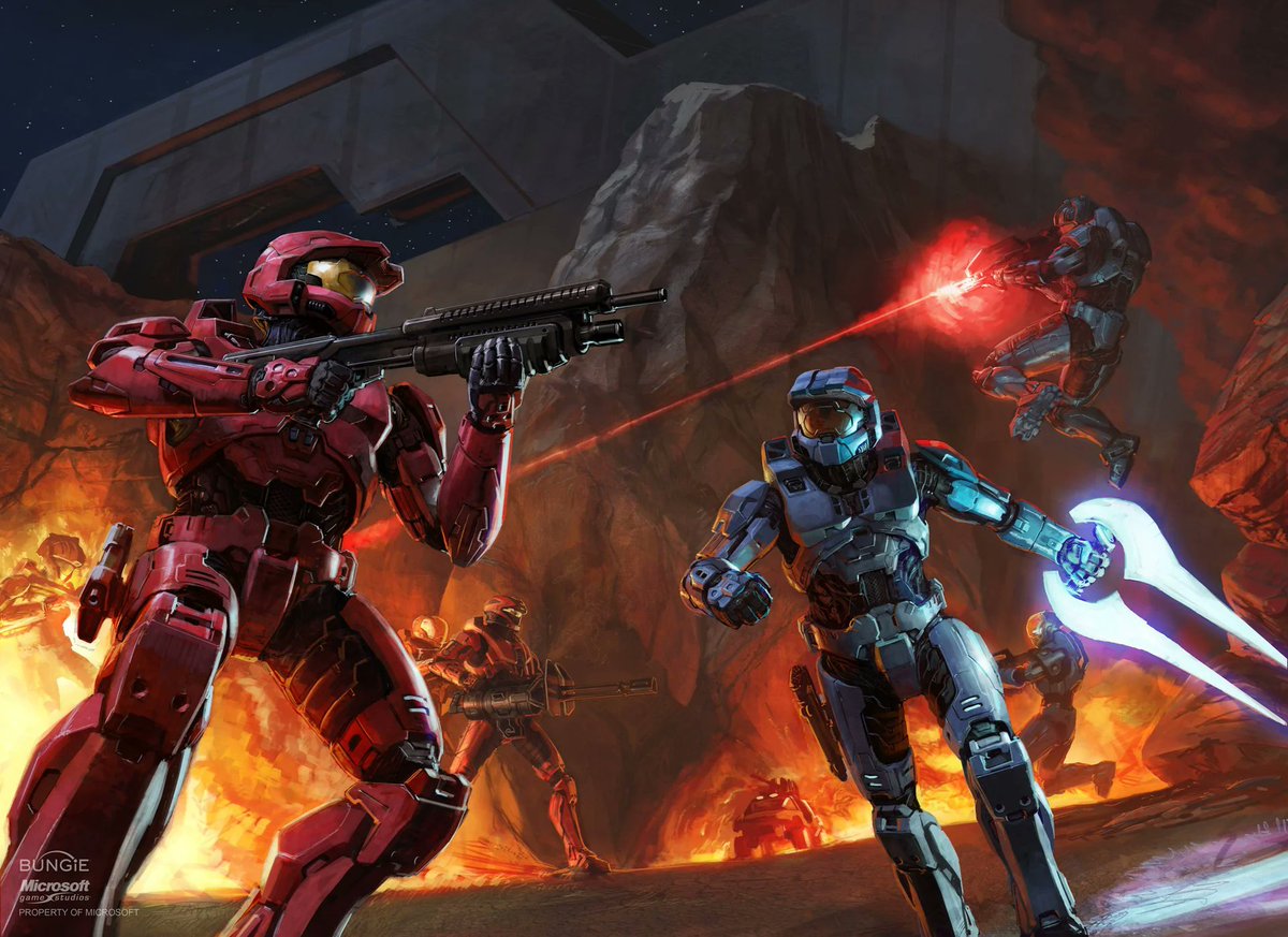LateNightHalo's tweet photo. Halo Multiplayer is Red Team Vs Blue Team. Wear whatever armor you want but if we are on the same team, we sport the team's colors. https://t.co/7sMrwMVRSo