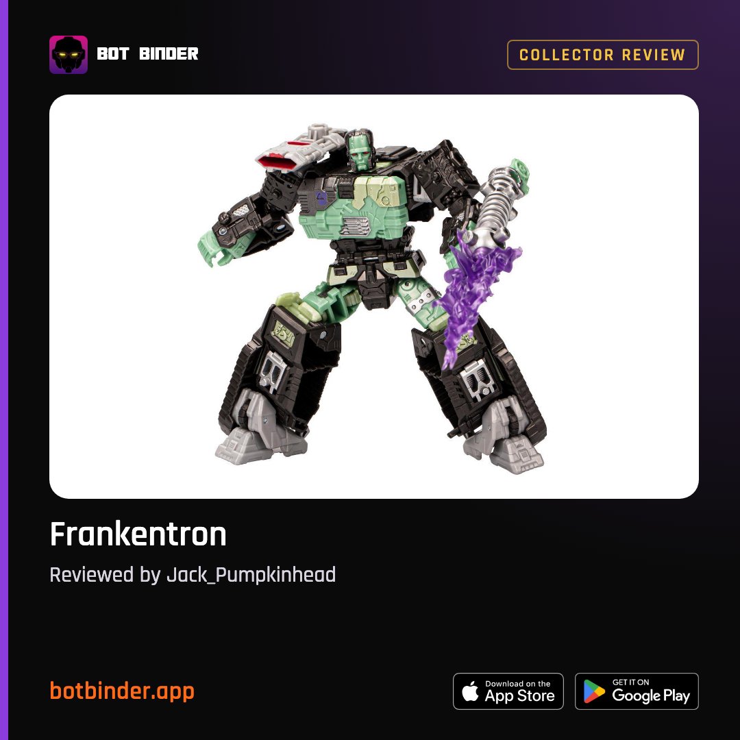BotBinderApp's tweet photo. Bot Binder member Jack_Pumpkinhead on Frankentron:

"This is an excellent retool of the Impactor sculpt. The tank mode works perfectly for Frankentron, and the colors look great."

https://t.co/uNLdKK0qLE
#Transformers

Want to post your own reviews? Join us on Bot Binder. https://t.co/ntkpwaBMZS