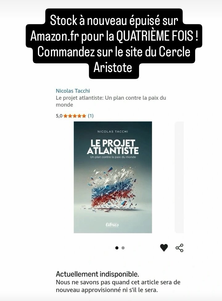 Nicolas_Tacchi's tweet photo. Stock à nouveau épuisé sur https://t.co/VAr95lQsOQ pour la quatrième fois.
Commandez mon livre sur le site du Cercle Aristote.

https://t.co/qLsJ9chLZf https://t.co/oPw2KPgP1n