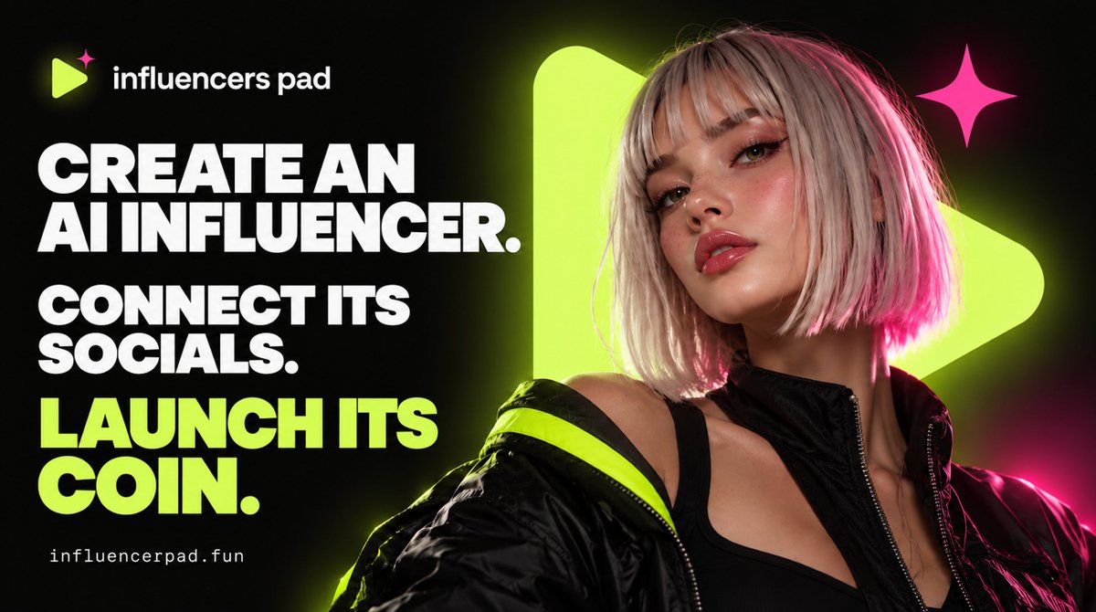 influencerpad's tweet photo. Your character. Its socials. Its coin.

Create an AI influencer, connect its social accounts and launch its coin. Coin fees fund the content it creates.

Build your influencer on Influencers Pad.

https://t.co/sXgxRtktTy https://t.co/cU2tQemGr4