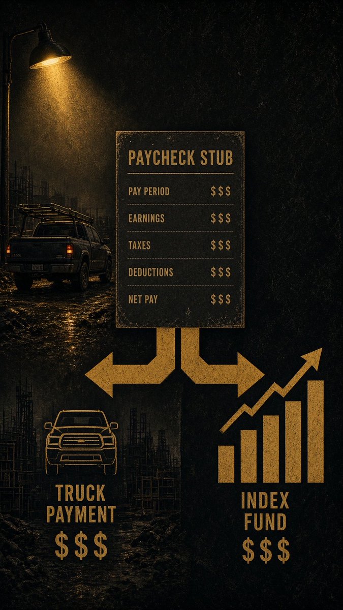 grindwealthday's tweet photo. Saturday OT hit the account Friday. By Monday the truck payment had already spent it. The index fund never saw a dollar. That is not a budget problem. That is a routing problem. https://t.co/ysd0AAUkRd