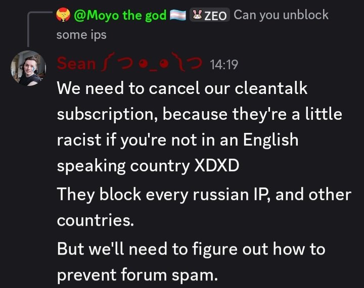 DoomAngryRoster's tweet photo. @skizzume Sean Fuckup Changelog V2.6
- Subscribed to CleanTalk, which doesn't allow most non english players!
- Map colliders can now be disabled by cheaters!
- Bosses now have a chance to not spawn! Hooray!
- Didn't rewrite the OG deprecated code because im Sean and I'm fat and a cuck! https://t.co/SUDyJuuPMu