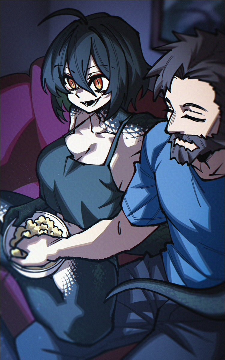BigMcLargeTrav's tweet photo. Another evening of binge watching TV shows with Xiang (my wife).

@Dryegen046 Thank you for another lovely commission QQ
#chivalrystarved https://t.co/HzB2qizQhd