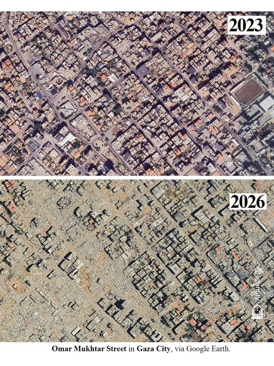 Alhamdhulillaah's tweet photo. Hollywood actress Angelina Jolie shared images showing the devastating destruction across Gaza.

The actress posted satellite images comparing Gaza before and after the destruction by the occupation forces, highlighting the devastation of homes, schools, hospitals, roads and vital infrastructure.

Jolie cited UN analysis showing that 82% of Gaza’s structures had been damaged, with around two-thirds destroyed. She also called for urgent humanitarian aid, shelter and medical supplies for Palestinians.

“What it cannot show is what it means to live among it.”