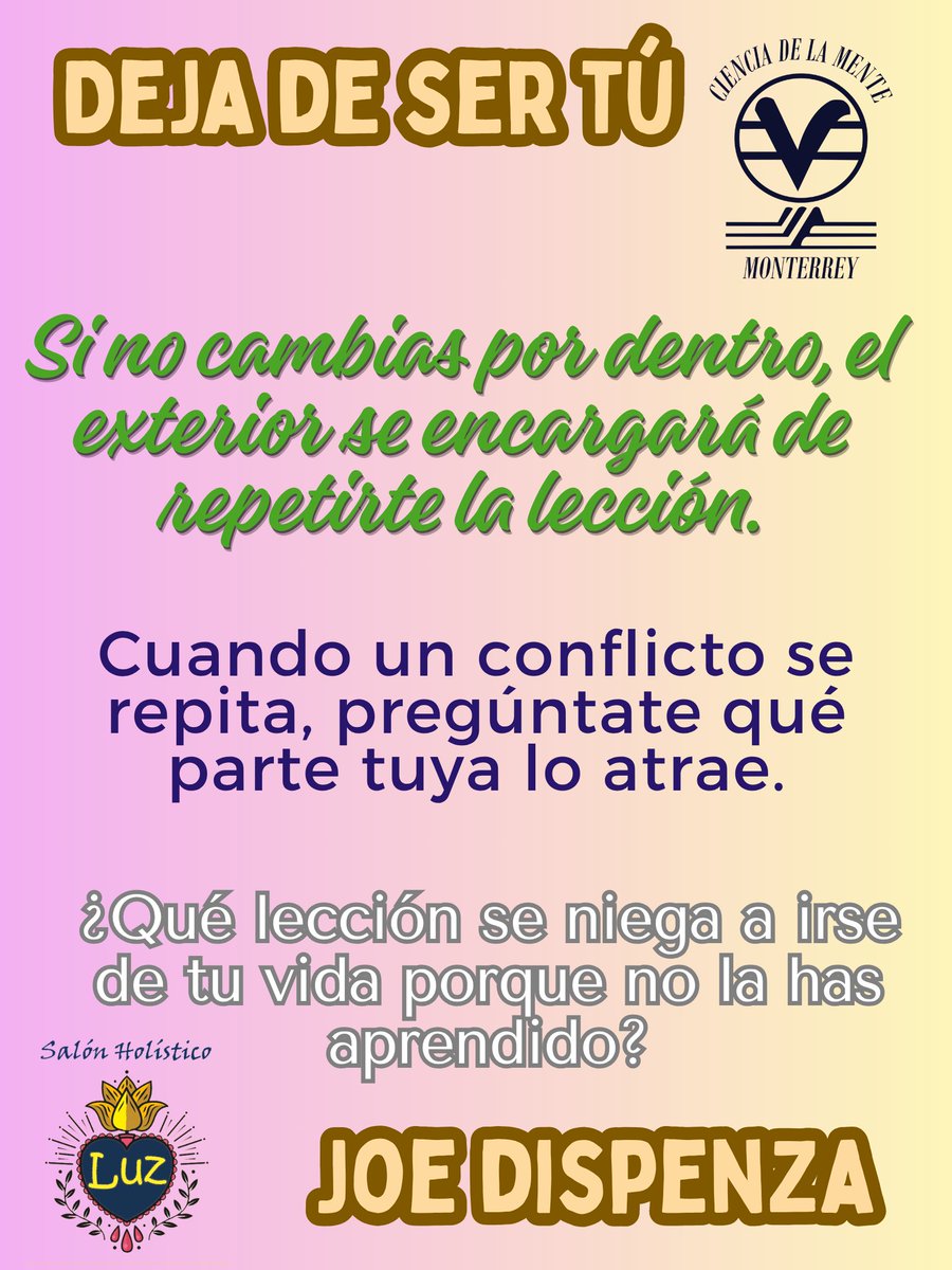 ElPoderEnTi's tweet photo. ¿Qué lección se niega a irse de tu vida porque no la has aprendido? https://t.co/w7XDdQWRRO