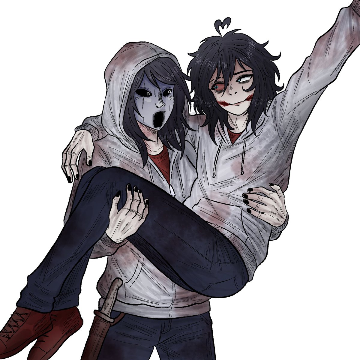 yuyulovejtk's tweet photo. UN DÍA TARDE PERO ESQUE AYER NO TUVE TIEMPOOOO, Jane y Masky con Jeff y Kate, no me pude decidir así que hice a un The Killer con un Proxy cada uno porque son hermanitos y así jejeje 
#crptwt #creepytober #creepypasta #jeffthekiller #katethecheaser #janethekiller #masky https://t.co/fiYa9boQgh