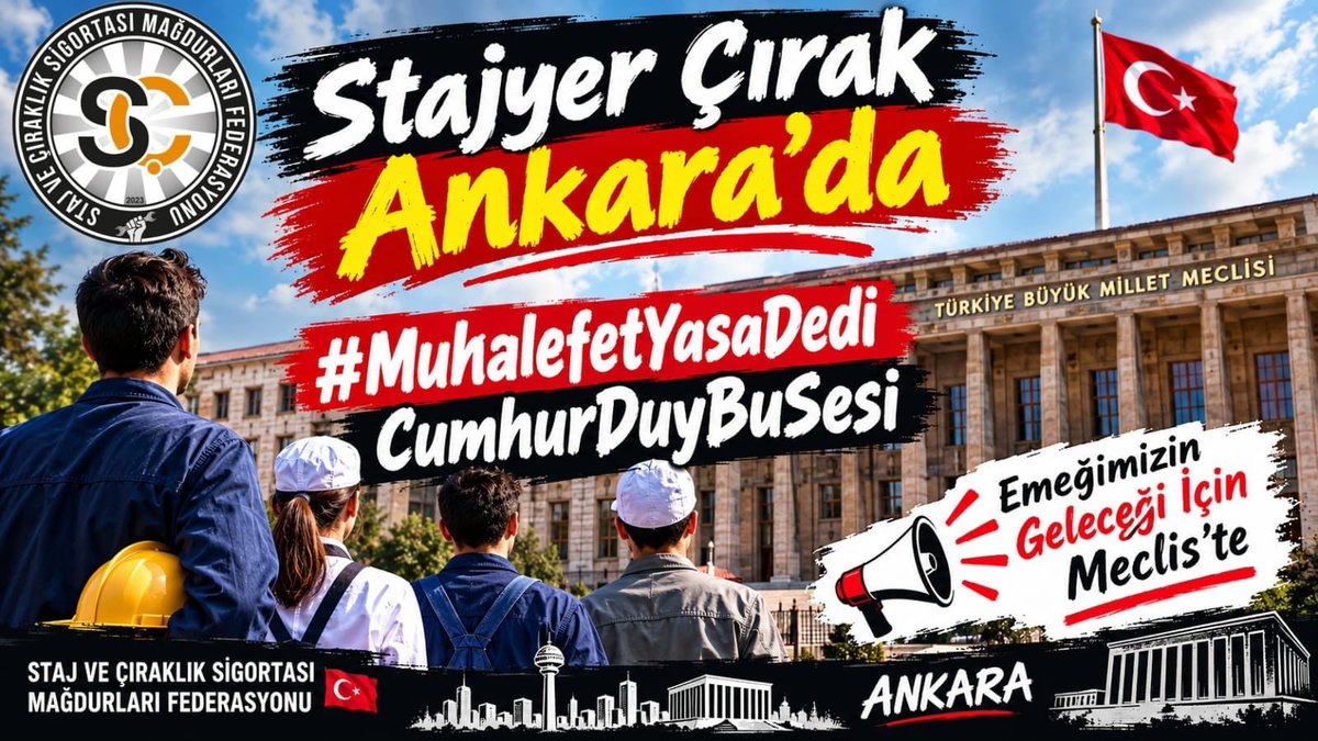 CirakStajFED's tweet photo. GAZİ MECLİS’TEKİ TÜM SİYASİ PARTİLERE AÇIK ÇAĞRIMIZDIR

@Akparti 
@AKGMTeskilat 
@yenipartiyiz 
@MHP_Bilgi 
@CHPBilgi_ 
@SaadetPartisi 
@iyiparti 
@YeniYolTBMM 
@devapartisi 
@DSPGenelMerkez
@bbpgenelmerkez 
@rprefahpartisi 
@zaferpartisi 
@anahtarparti 
@_DemokratParti 
@DSPGenelMerkez 
@DEMGenelMerkezi 
@tipgenelmerkez 
@emekpartisi

Sayın TBMM Başkanı,
Sayın Siyasi Parti Genel Başkanları,
Sayın Grup Başkanvekilleri ve Milletvekilleri,

Gazi Meclis yeni yasama yılına başladı. Şimdi, yıllardır çözüm bekleyen staj ve çıraklık sigortası mağduriyeti için Meclis iradesinin ortaya konulma zamanıdır.

Bizler; meslek liselerinde, çıraklık eğitim merkezlerinde ve zorunlu staj programlarında genç yaşta çalışma hayatına başladık. Atölyelerde, tezgâhlarda, işletmelerde ve fabrikalarda üretimin içinde yer aldık. Meslek öğrendik, çalıştık, ülkemizin üretimine katkı sunduk.

Çalışmaya başladığımız günler kayıt altına alındı. Sigorta girişlerimiz yapıldı. Bugün ise o ilk girişlerin sosyal güvenlikte uzun vadeli bir başlangıç olarak kabul edilmemesinin sonuçlarını yıllardır yaşıyoruz.

Bizim söylediğimiz açıktır: Çalışma hayatına girişimiz kayıtlıysa, o başlangıcın sosyal güvenlikte de karşılığı olmalıdır.

Aradan 40 yılı aşkın zaman geçti.

Artık bu konunun yeni açıklamalarla, yeni sözlerle ve yeni tarihlere ertelenerek geçiştirilmesini kabul etmiyoruz.

TBMM’DE SOMUT ADIM BEKLİYORUZ

TBMM’de bulunan bütün siyasi partilere açık çağrımızdır:

Staj ve çıraklık dönemlerinde yapılan sigorta girişlerinin uzun vadeli sigorta başlangıcı olarak kabul edilmesini sağlayacak kanun tekliflerinizi hazırlayın ve Meclis’e sunun.

Konunun bütün yönleriyle incelenmesi için Meclis araştırması yapılmasını sağlayın.

Komisyonlarda bu hakkın yanında durun.

Genel Kurul’da çözüm için iradenizi ortaya koyun.

Çünkü Gazi Meclis, milletin meselelerinin konuşulduğu kadar çözüme kavuşturulduğu yerdir.

Bizler hiçbir siyasi partiden ayrıcalık istemiyoruz.

Hakkımızın Meclis iradesiyle tanınmasını istiyoruz.

Bugün siyasi partilerin önünde açık bir görev bulunmaktadır. Staj ve çıraklık sigortası mağduriyetinin çözümü konusunda söylenen sözlerin artık yasama iradesine dönüşmesi gerekiyor.

Bizi dinlediğinizi söylemek yetmez.
Yanımızda olduğunuzu söylemek yetmez.
Kanun teklifinizi verin.

Çünkü 40 yılı aşkın süredir bu hakkın peşinden giden milyonlarca insan, artık sözlerin değil, Meclis’te atılacak somut adımların sonucunu görmek istiyor.

Bizler geçmişin çırakları, bugünün ustaları olarak buradayız.

Ürettik. Çalıştık. Meslek sahibi olduk. Türkiye’nin sanayisine, ticaretine ve üretim gücüne katkı sunduk.

Şimdi sıra, bu emeğin ve çalışma hayatına atılan ilk adımın sosyal güvenlikte karşılığını vermektedir.

SÖZ DEĞİL, KANUN İSTİYORUZ.

KAYIT VARSA, BAŞLANGIÇ VARDIR.

HAK, BAŞLANGIÇTA BAŞLAR.

Staj ve Çıraklık Sigortası Mağdurları Federasyonu🇹🇷

Stajyer Çırak Ankara'da 
#MuhalefetYasaDediCumhurDuyBuSesi