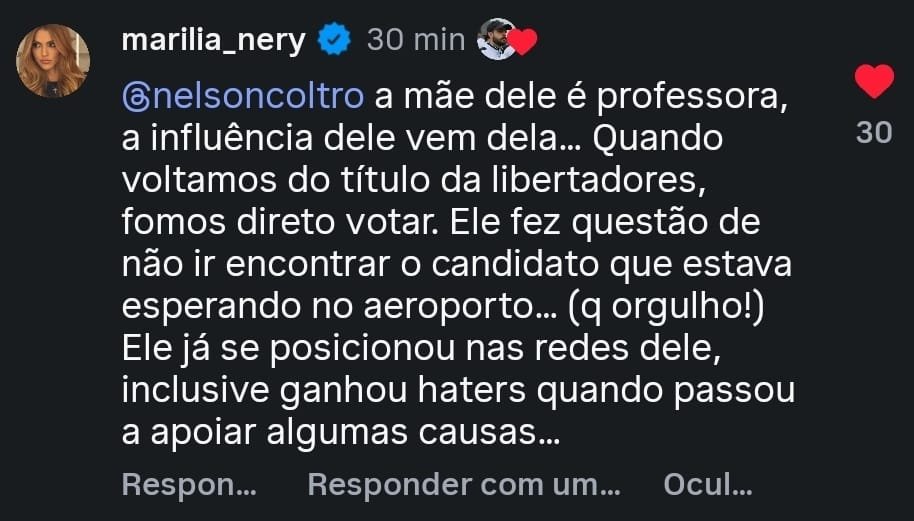 nelsoncoltro's tweet photo. Simplesmente a esposa do Everton Ribeiro confirmando que ele é um CAMARADA ☭ https://t.co/uHNkMCtZke