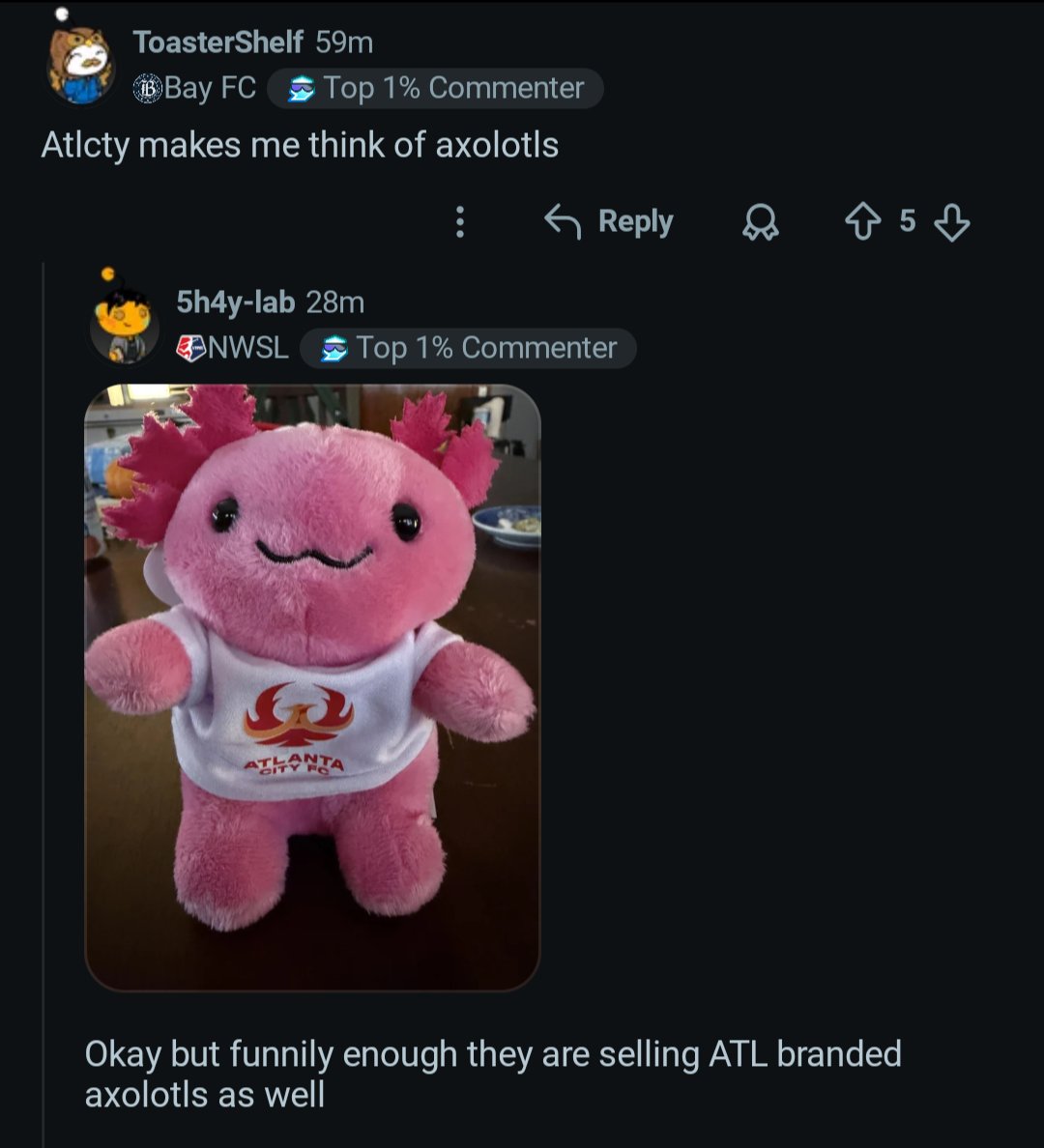 mlsreacts's tweet photo. Will there be an Atlanta City FC Axolotl mascot next? π #atlcty #nwsl https://t.co/rgpQbkBG7u