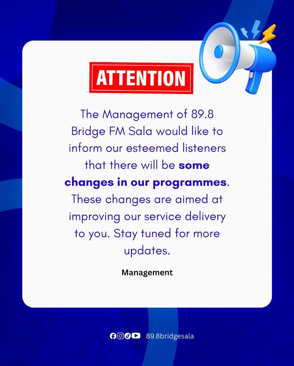 BridgeFM_sala's tweet photo. SOME CHANGES FOR BETTER SERVICES https://t.co/7wGPvQxVVY