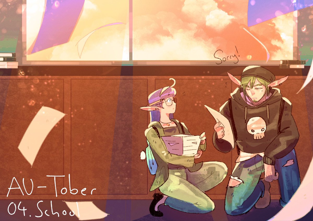 Elf_pixels's tweet photo. AU-Tober day 04: School 🏫
Aru bumped into Lucy 😤 But of course he is going to help her out
Nerd x Lone Wolf https://t.co/LI7bc2hi6I