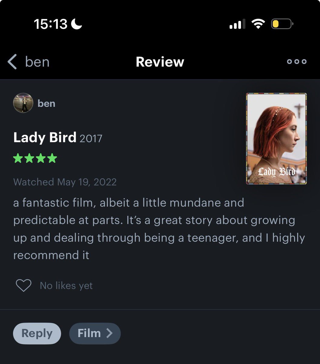 UnrulyBard's tweet photo. my first vs my most recent letterboxd review https://t.co/6qvhBovByF