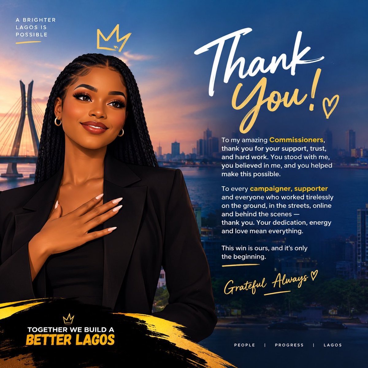 FrankaSpencer's tweet photo. WE DID IT! 🗳️❤️

Thank you to everyone who believed in me, supported me, campaigned for me, and voted for me. This victory belongs to all of us. 🙏🏽✨

The journey has only just begun! 🇳🇬
#LagosLife #AGoodLagosAhead#Gamelife https://t.co/ZCjKsj8fmC