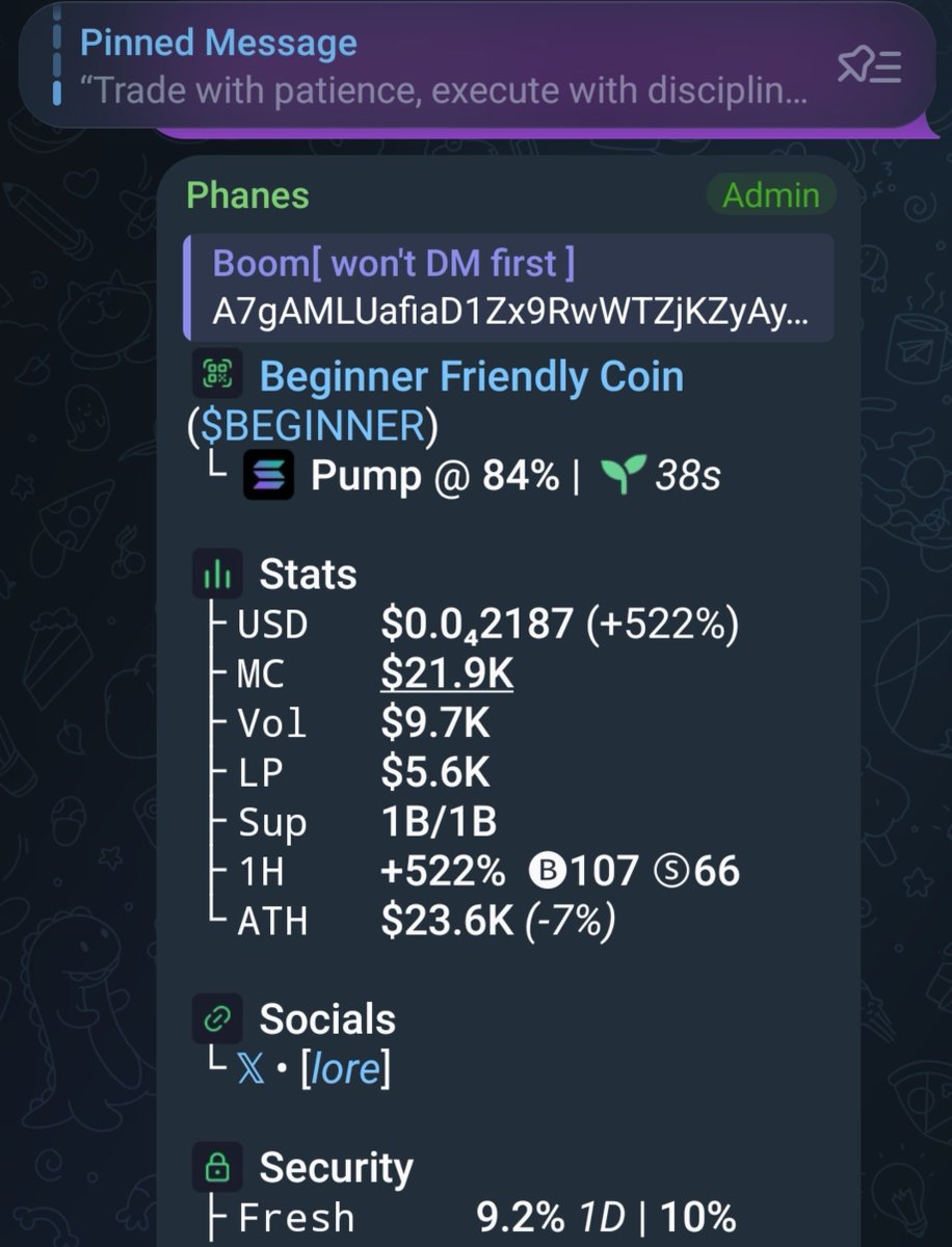 Boom_call1's tweet photo. Watch your entry on $BEGINNER
Ca;

A7gAMLUafiaD1Zx9RwWTZjKZyAyc856sJgZL3A6npump https://t.co/0L6pj2hUsm