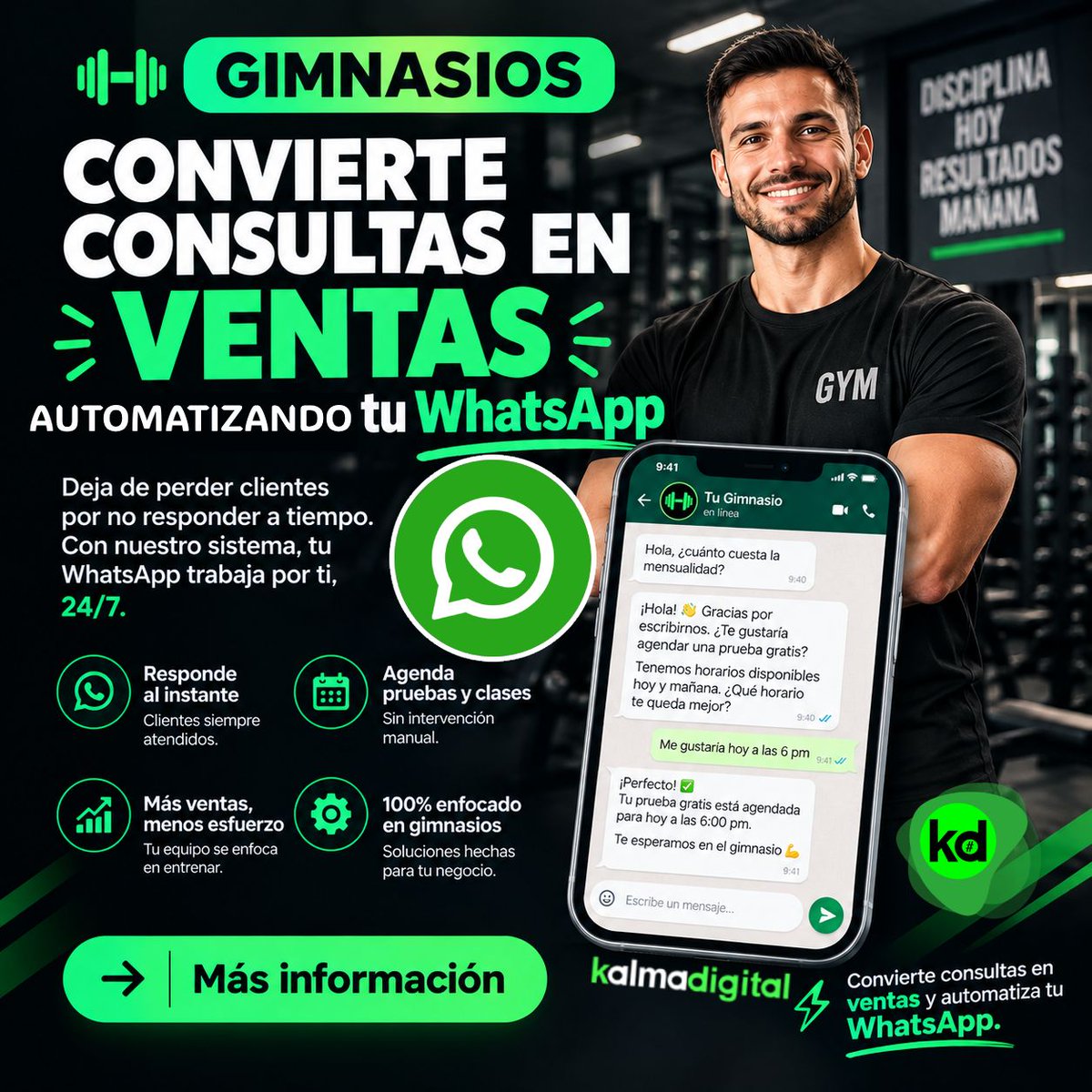 KalmaDigital's tweet photo. 🤖 Desarrollamos tu #Agente #WhatsappAutomatizado que atiende 24/7.  

🔥 responde antes que tu competencia!! https://t.co/HDyhPoKHra